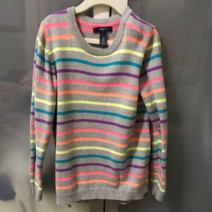 Super cute neon rainbow stripe kids sweater